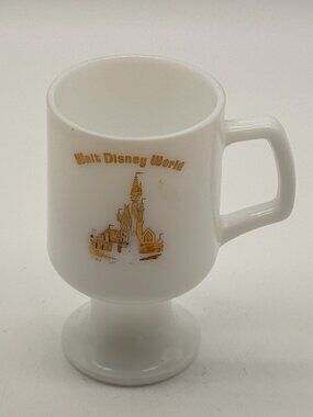 Authentic Walt Disney World 50th White & Gold Castle Footed Milk coffee Cup